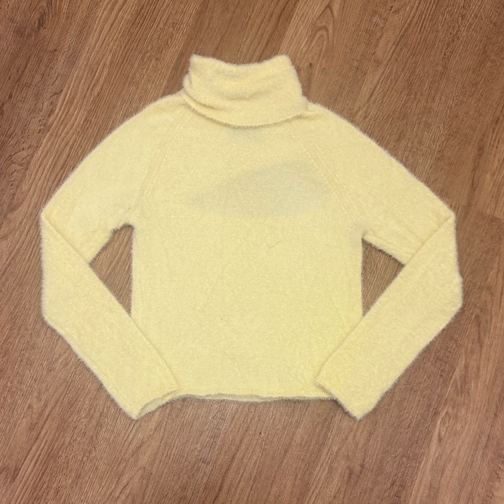 ASOS Design Size 10 Butter Yellow Soft Turtleneck Sweater Asymmetrical Cutout
